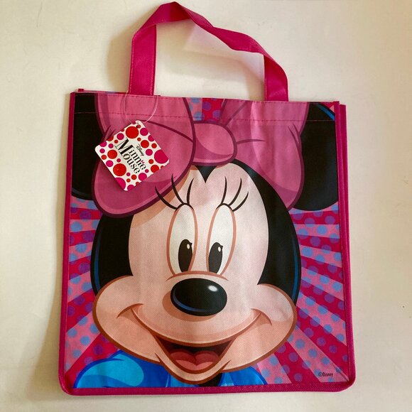 Disney Minnie Mouse Shopper Tote Bag Grocery Beach Shopping Bow Dots Pink - Picture 3 of 9